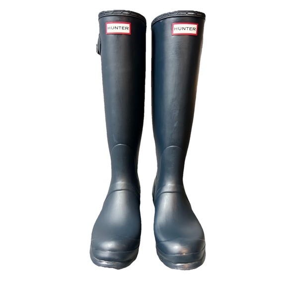 Hunter Shoes - Hunter Boots Women's 9 Original Tall Rubber Waterproof Casual Rain Navy Blue